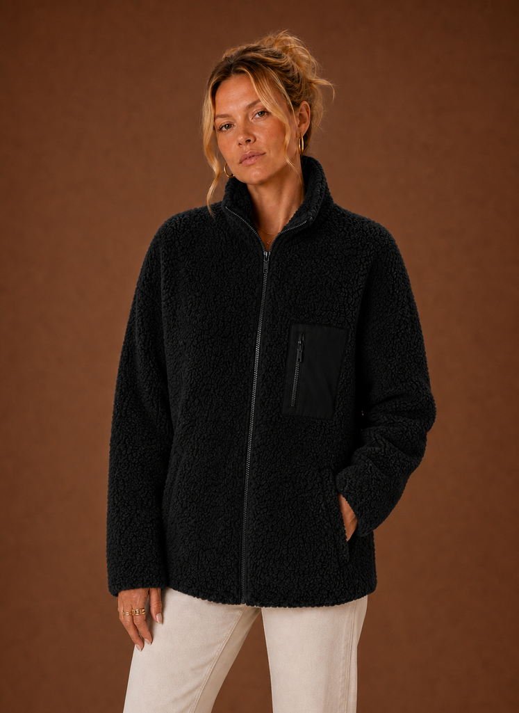 Dame Sherpa Zip-Up Jakke | Areleon