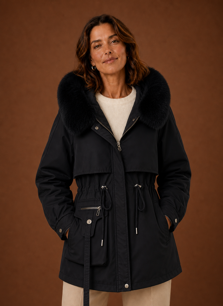 Dame Parkajakke - Faux Fur Hætte Vinterfrakke | Areleon