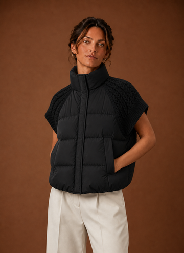 Dame Puffer Vest - Strikket Skulder Ærmeløs Jakke | Areleon