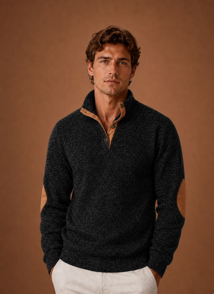 Herre Mock Neck Pullover Lag Sweater | Areleon