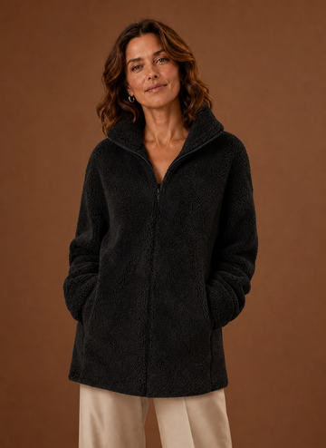 Dame Fleece Sherpa Zip Up Vinterjakke | Areleon