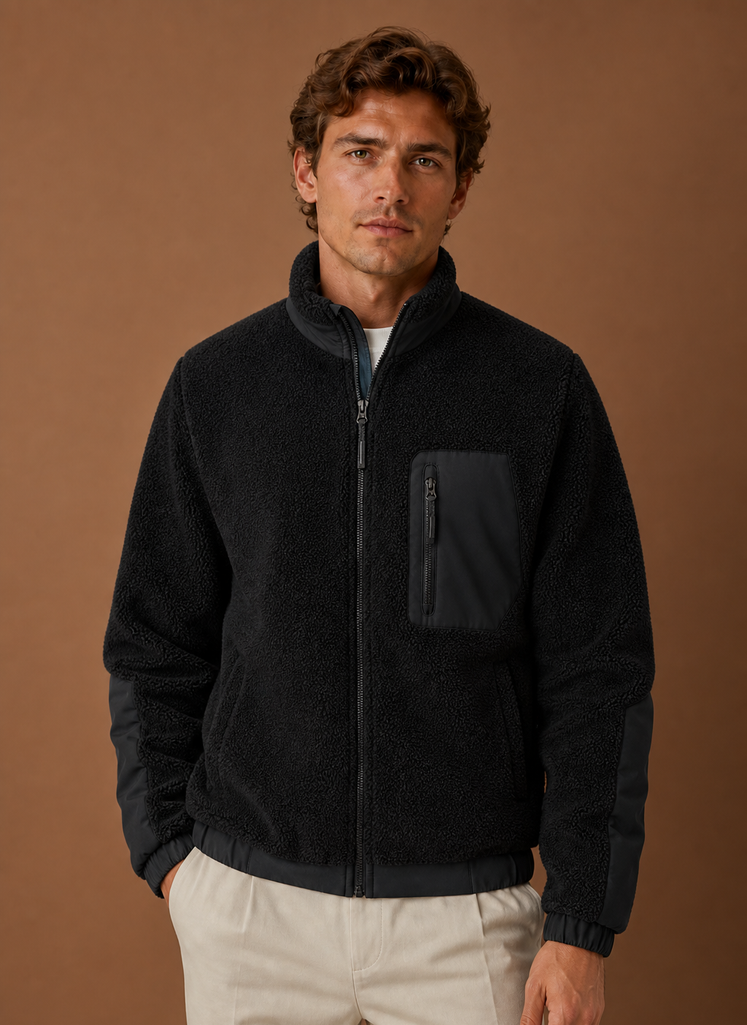 Herre Sherpa Fleece Jakke - Fulde Lynlås Vinterjakke | Areleon