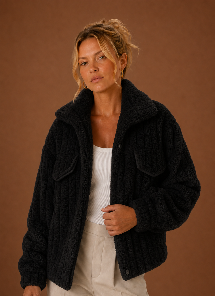 Kvinders Vinterfrakke - Oversized Teddy Jakke | Areleon