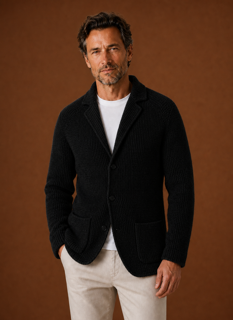 Herre Strikket Blazer Cardigan - Knapfront Lagjakke | Areleon