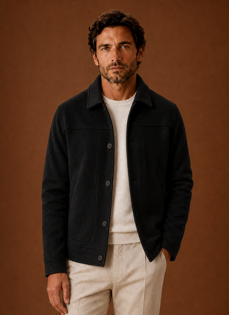 Herre Button-Front Casual Skjortejakke | Areleon