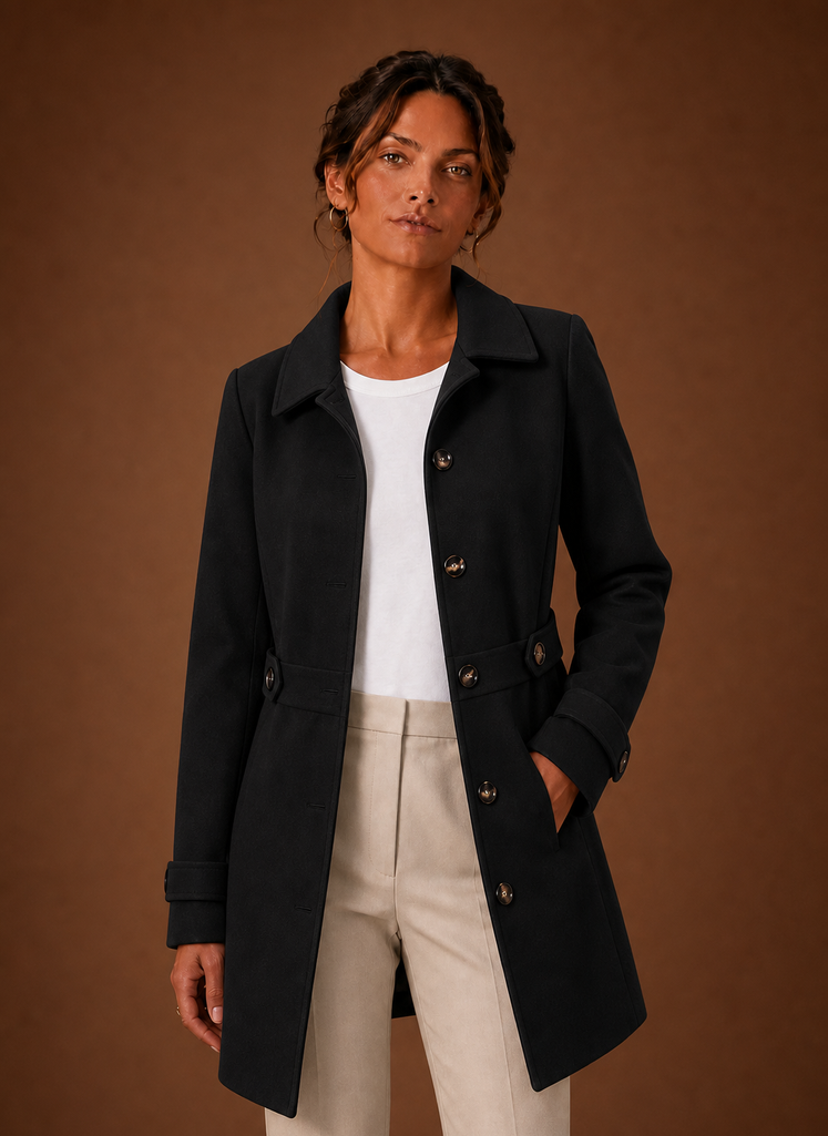 Kvinders Trench Coat - Mellemlang Jakke med Knapper | Areleon