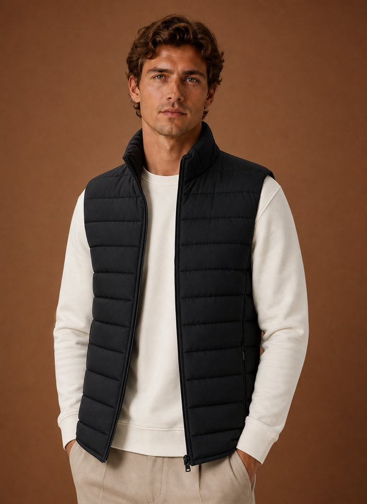 Herre Puffer Vest - Letvægts Quiltet Vinter Gilet | Areleon