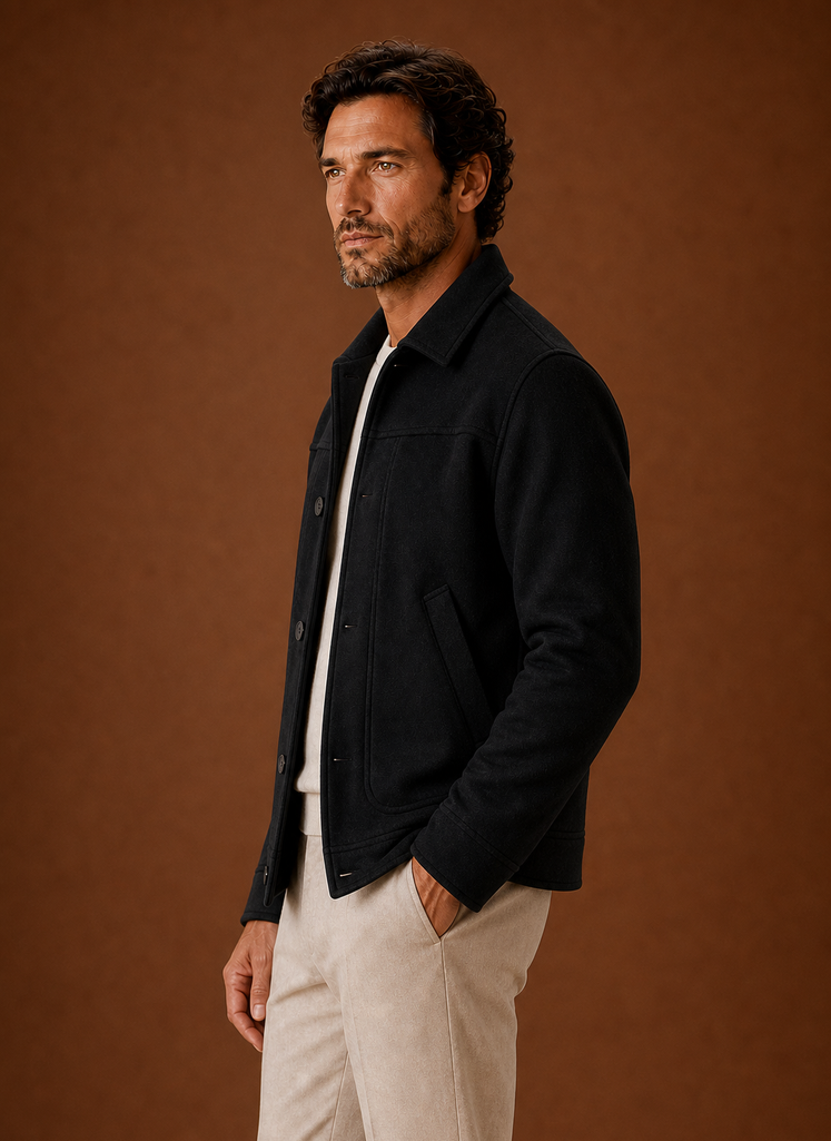 Herre Button-Front Casual Skjortejakke | Areleon