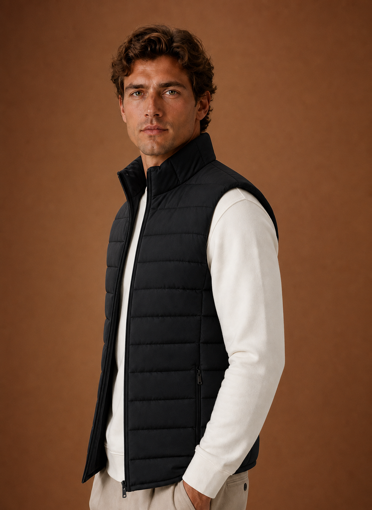 Herre Puffer Vest - Letvægts Quiltet Vinter Gilet | Areleon