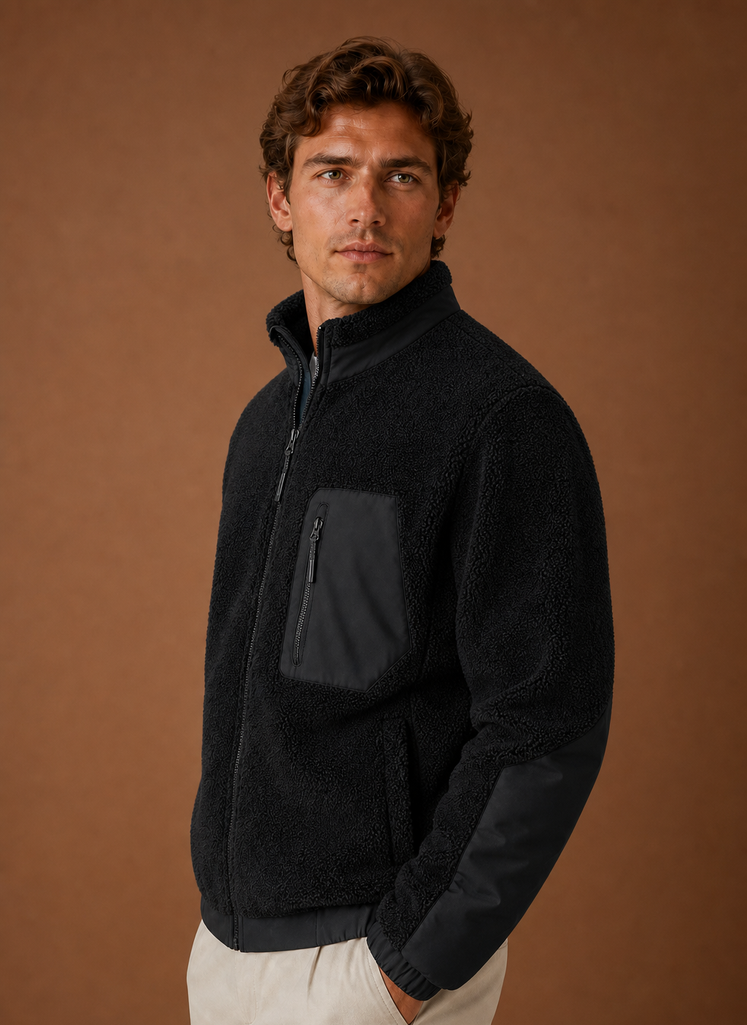 Herre Sherpa Fleece Jakke - Fulde Lynlås Vinterjakke | Areleon