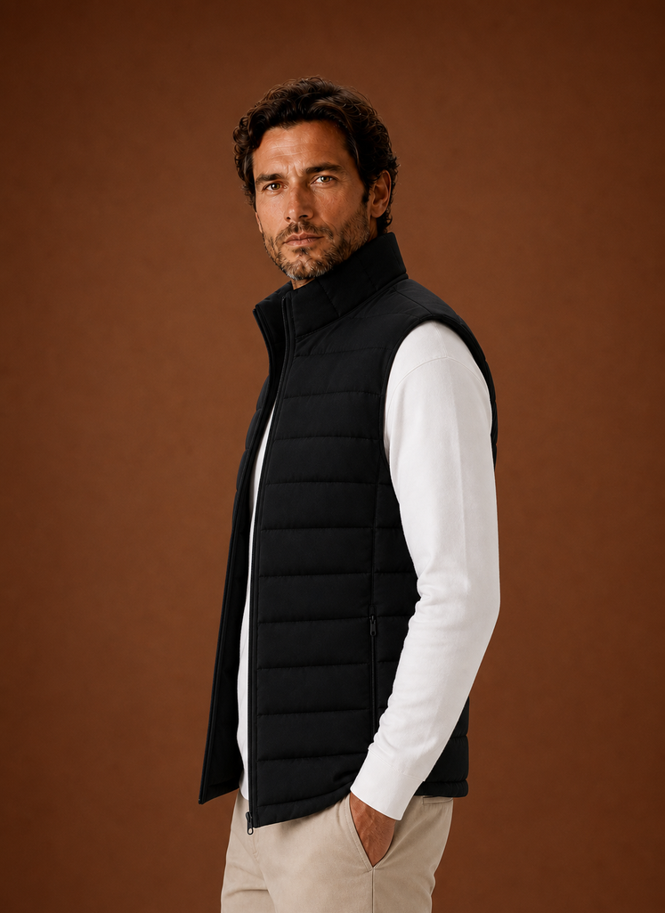 Herre Puffer Vest - Quilted Stand Krave Ærmeløs Jakke | Areleon