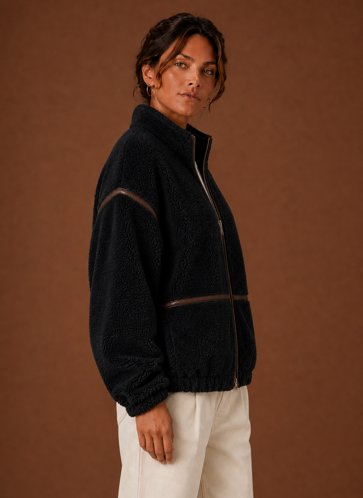 Kvinders Sherpa Jakke - Lynlås Fleece Frakke | Areleon