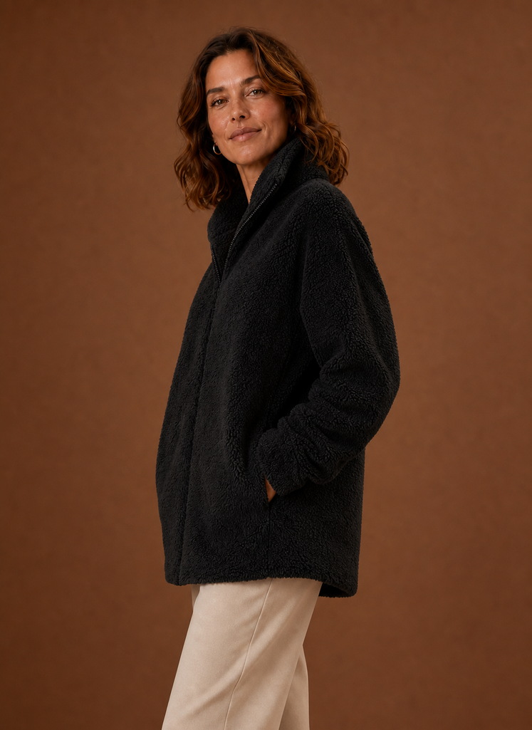 Dame Fleece Sherpa Zip Up Vinterjakke | Areleon