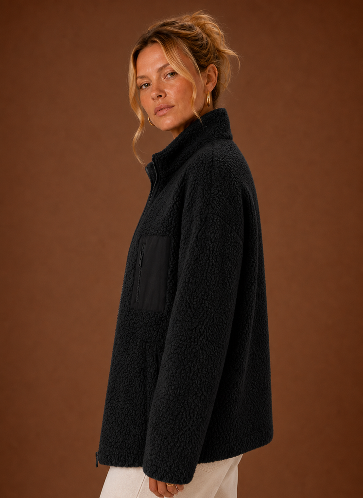 Dame Sherpa Zip-Up Jakke | Areleon