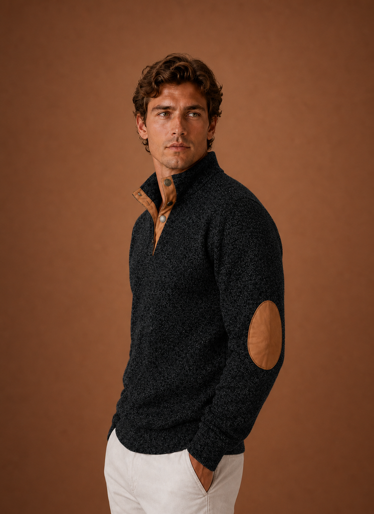 Herre Mock Neck Pullover Lag Sweater | Areleon