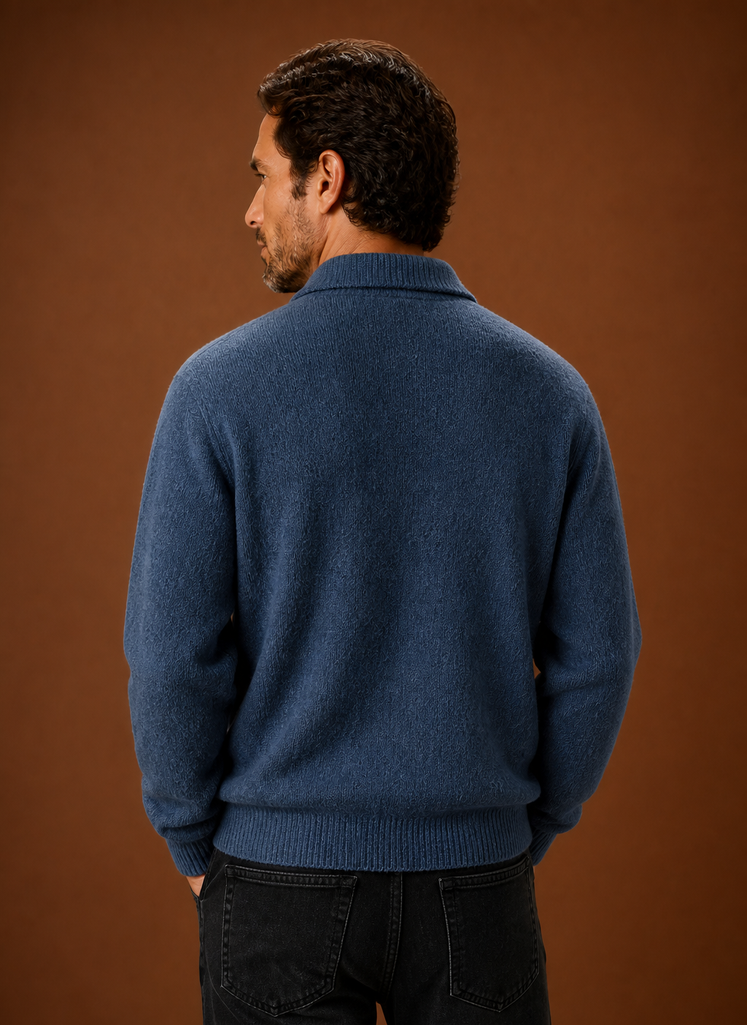 Herre Langærmet Strikket Polo Sweater | Areleon