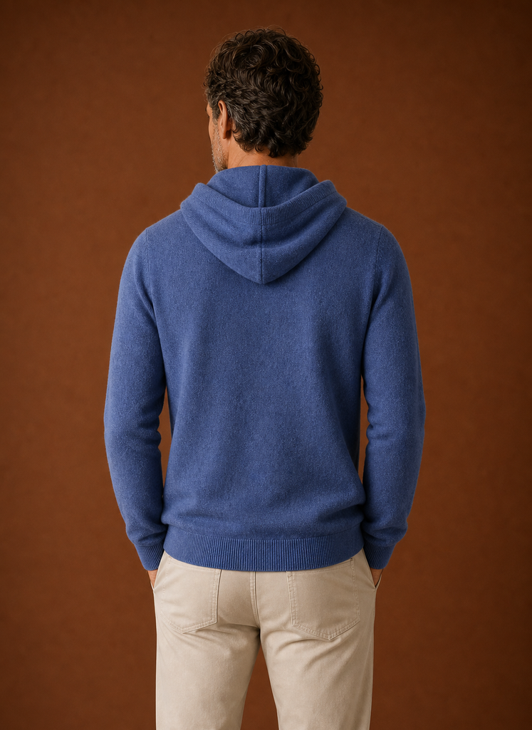 Herre Cashmere-Look Hættetrøje - Strikket Pullover | Areleon