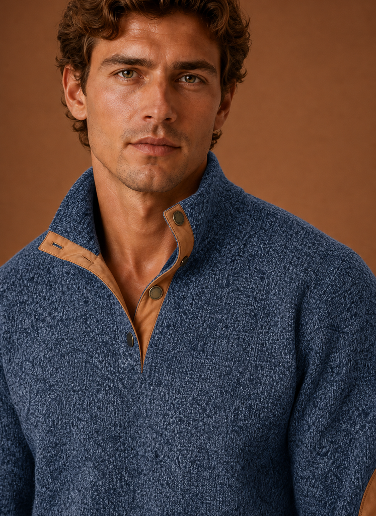 Herre Mock Neck Pullover Lag Sweater | Areleon