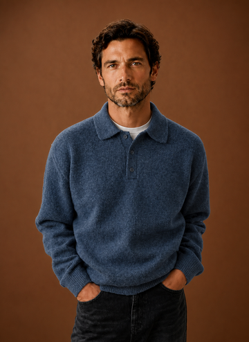 Herre Langærmet Strikket Polo Sweater | Areleon