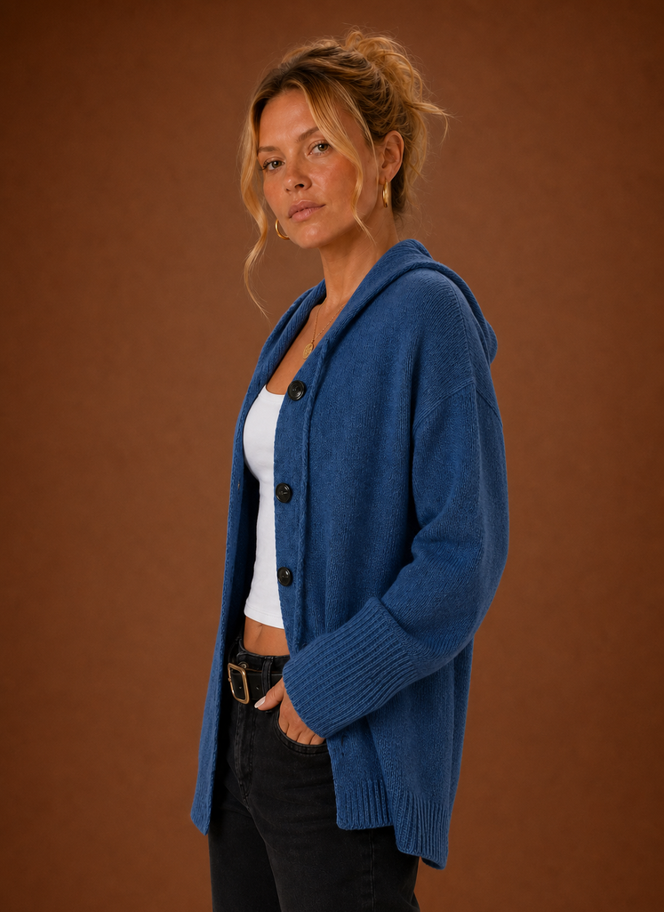 Kvinders Strikket Cardigan - Oversized Knappet Sweater | Areleon