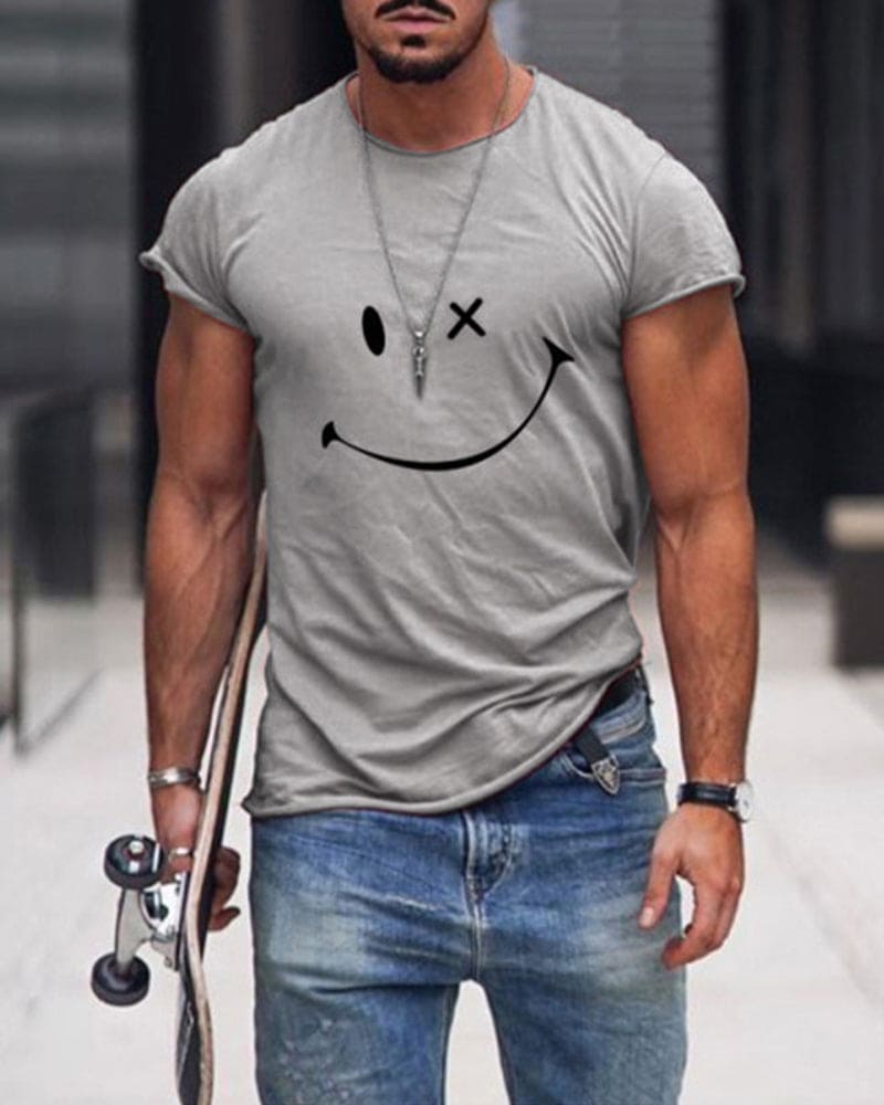 Herre Cotton T-Shirt Kort Ærme Crew Neck Casual Behagelig Hverdag Basis Sommer Tøj