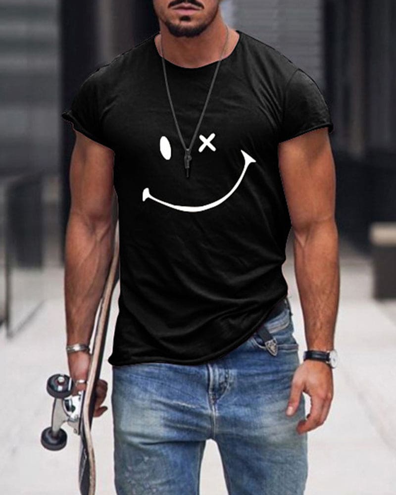 Herre Cotton T-Shirt Kort Ærme Crew Neck Casual Behagelig Hverdag Basis Sommer Tøj