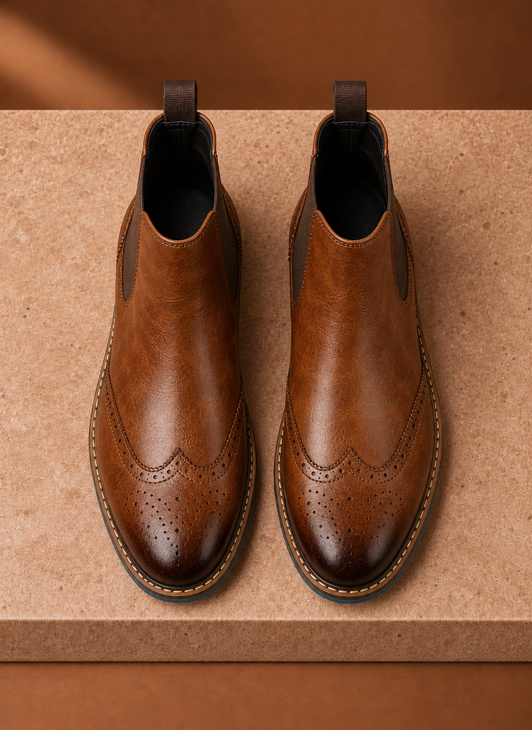 Herre Chelsea Støvler - Brogue Wingtip Ankel Dress Støvler | Areleon