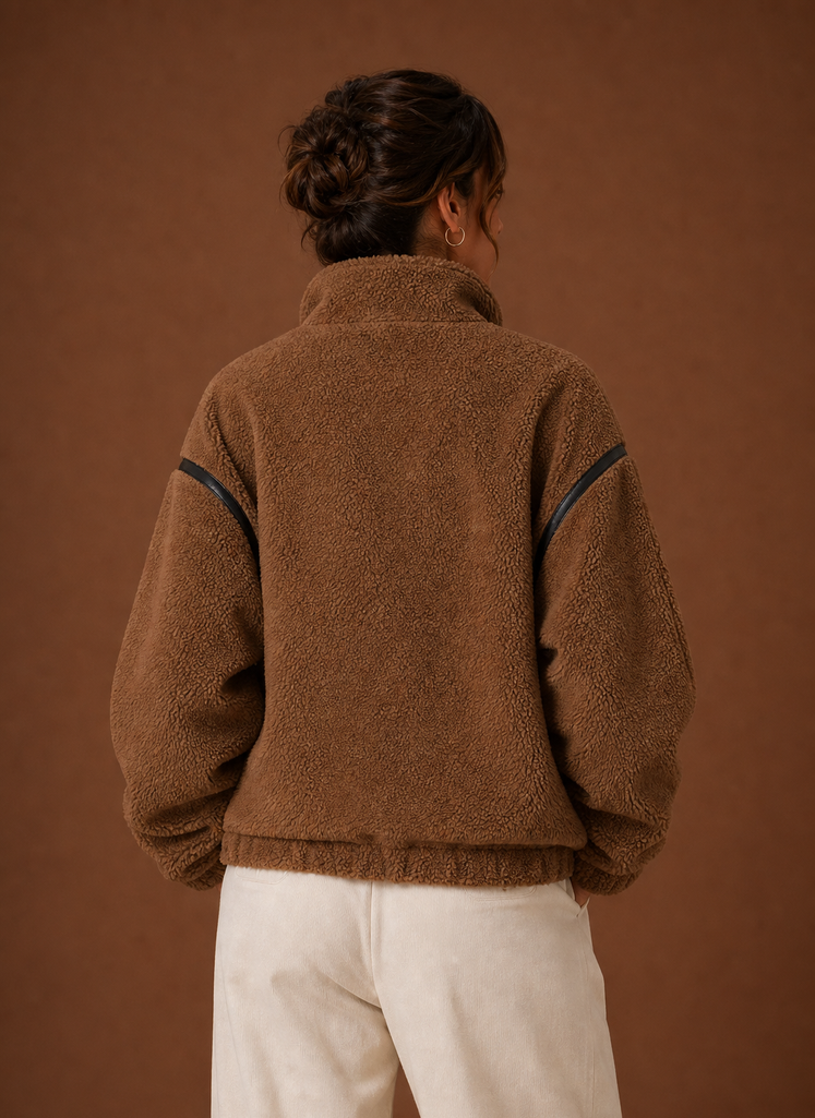 Kvinders Sherpa Jakke - Lynlås Fleece Frakke | Areleon