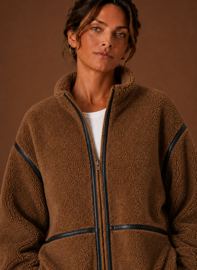 Kvinders Sherpa Jakke - Lynlås Fleece Frakke | Areleon