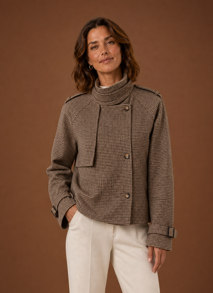 Kvinders Casual Jakke - Funnel Neck Cropped Jakke | Areleon