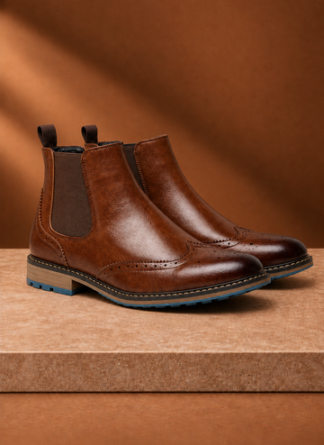 Herre Chelsea Støvler - Brogue Wingtip Ankel Dress Støvler | Areleon