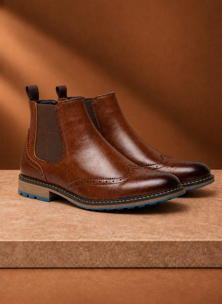 Herre Chelsea Støvler - Brogue Wingtip Ankel Dress Støvler | Areleon