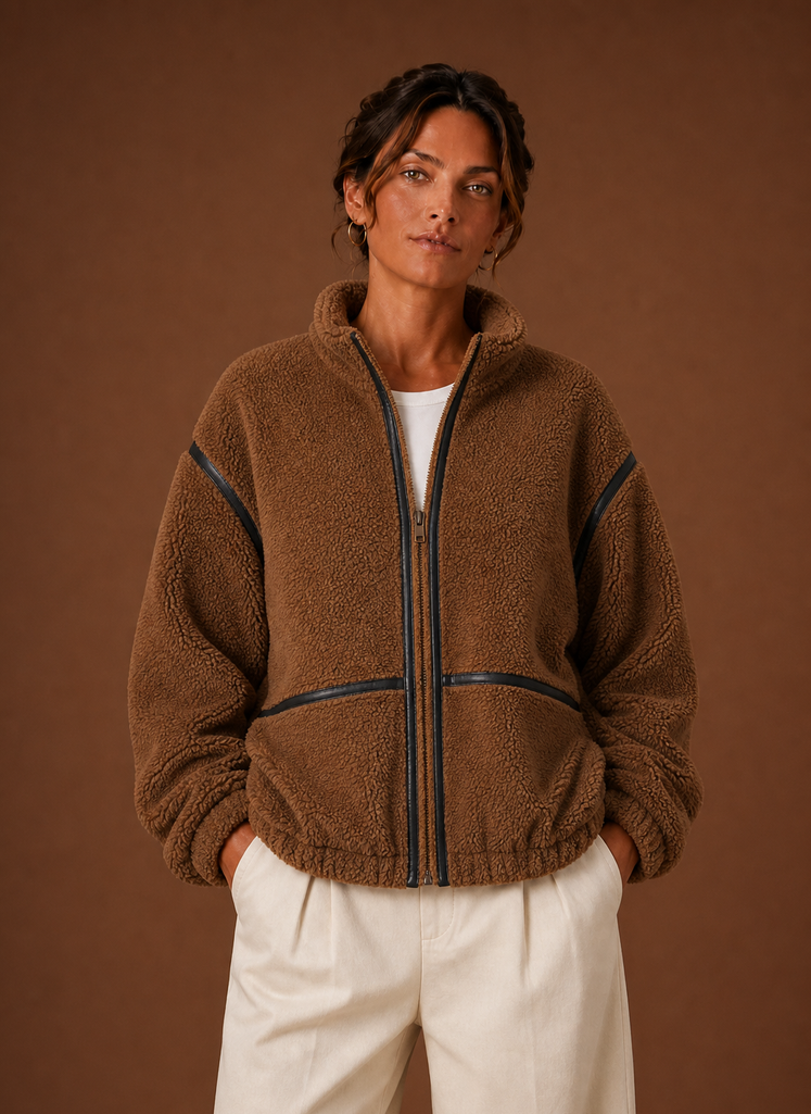 Kvinders Sherpa Jakke - Lynlås Fleece Frakke | Areleon