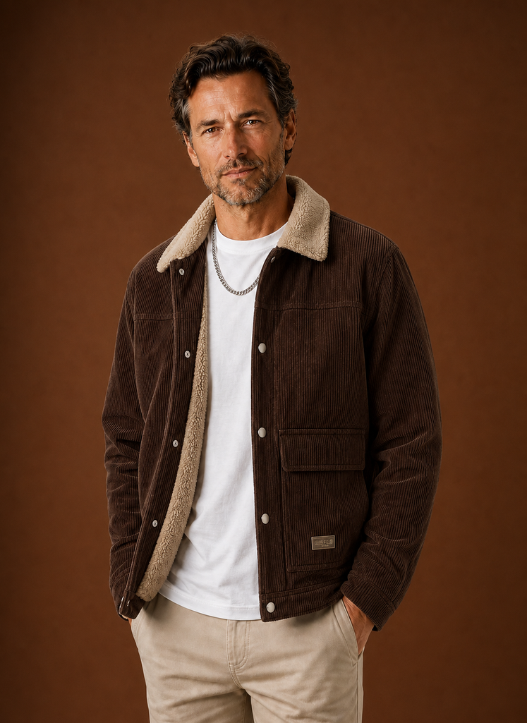 Mænds Corduroy Sherpa Forårsjakke | Areleon
