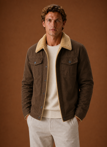 Herre Sherpa Jakke - Fleece Krave Fôret Casual Jakke | Areleon