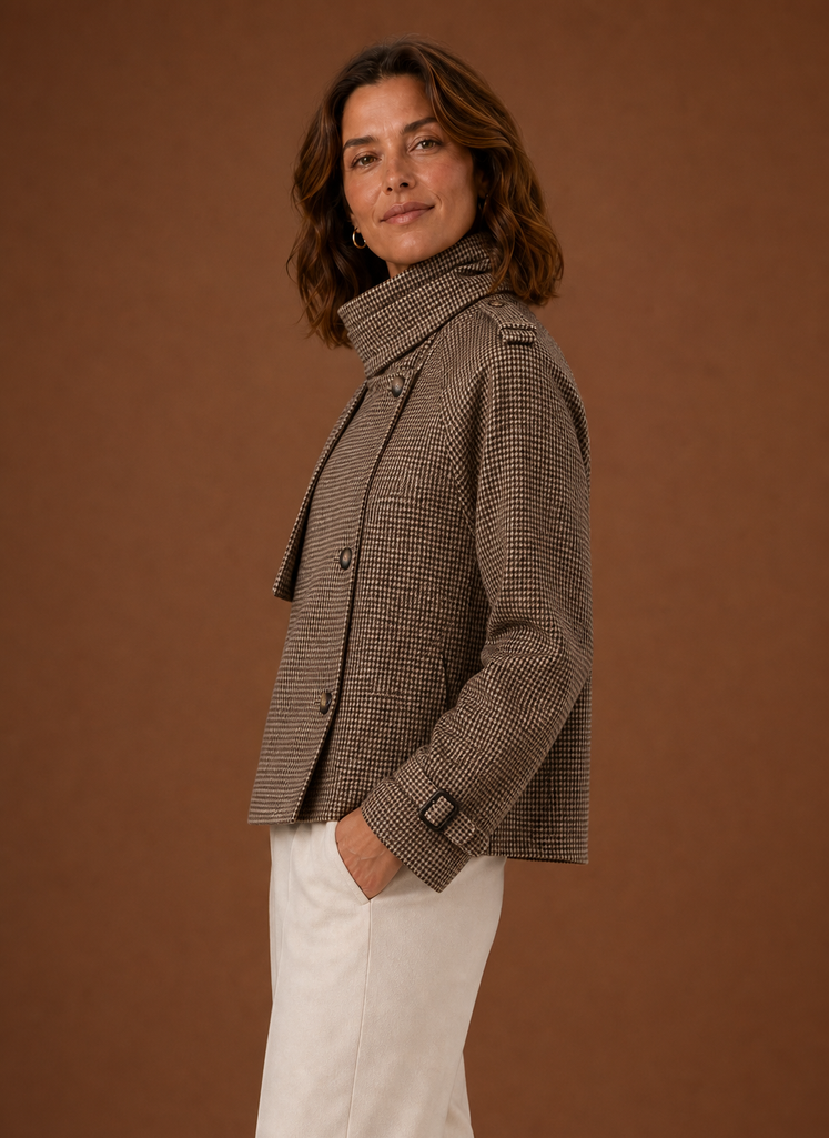 Kvinders Casual Jakke - Funnel Neck Cropped Jakke | Areleon