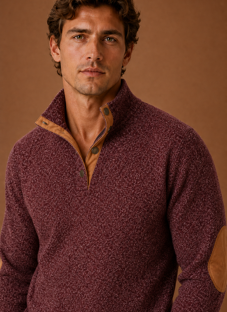 Herre Mock Neck Pullover Lag Sweater | Areleon