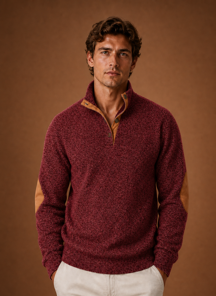 Herre Mock Neck Pullover Lag Sweater | Areleon