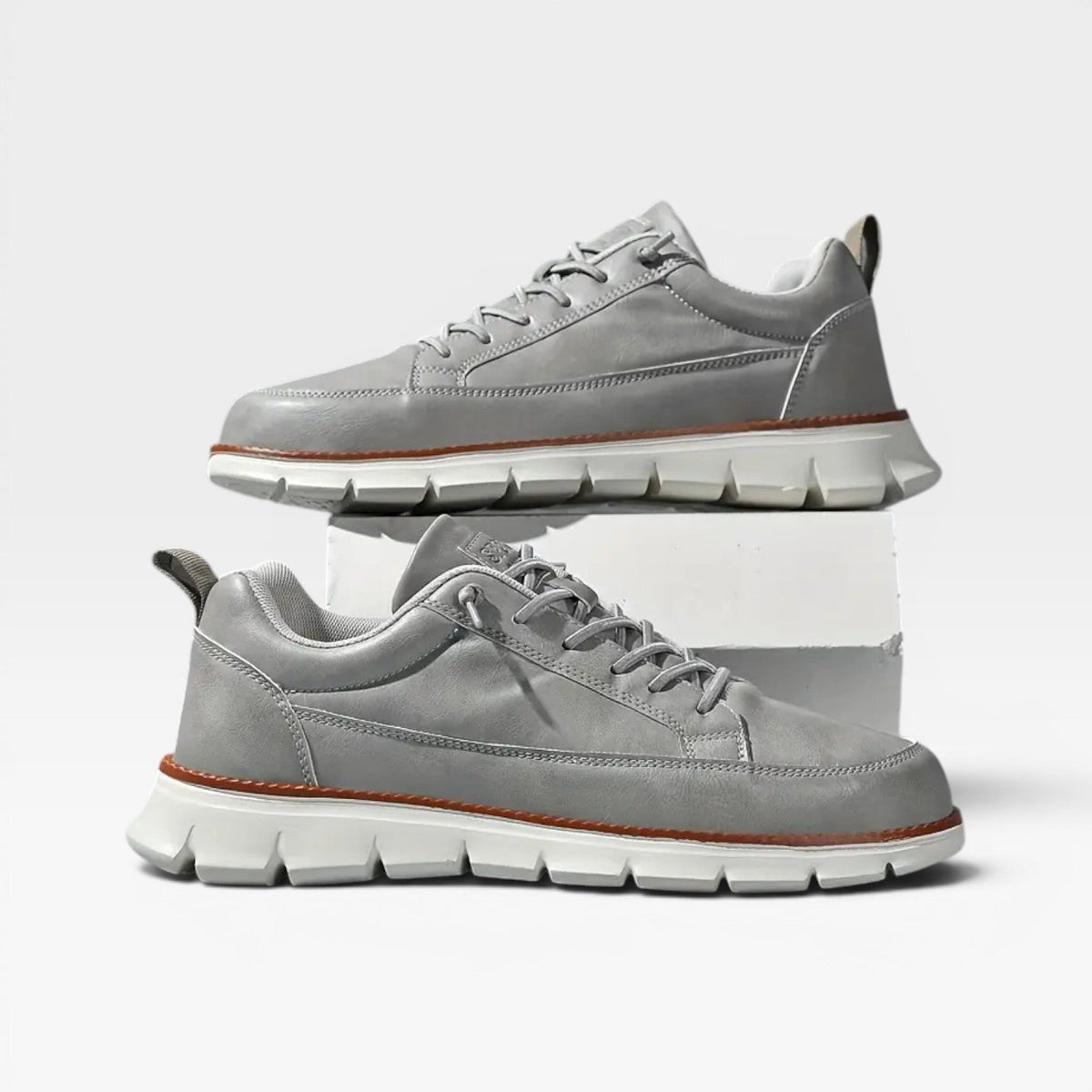 Herre Casual Læder Sneakers – Snøre Op Polstrede Hverdags Sneakers