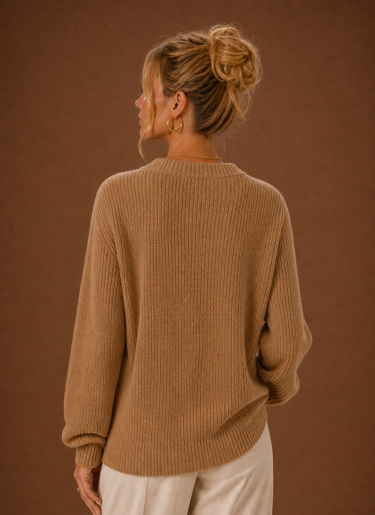 Kvinders V-Hals Strikket Cardigan - Knap Front Langærmet Sweater | Areleon