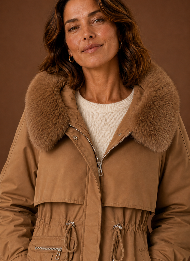 Dame Parkajakke - Faux Fur Hætte Vinterfrakke | Areleon