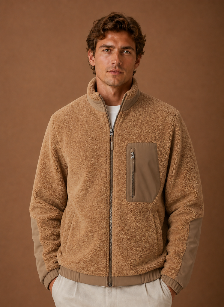Herre Sherpa Fleece Jakke - Fulde Lynlås Vinterjakke | Areleon