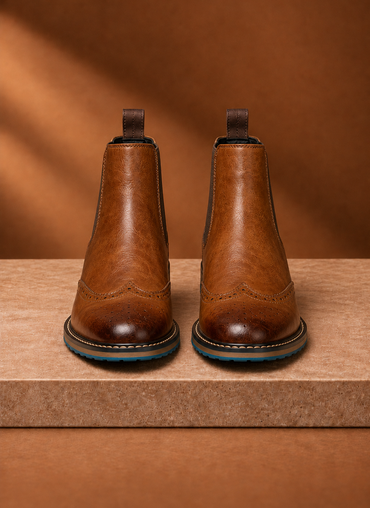 Herre Chelsea Støvler - Brogue Wingtip Ankel Dress Støvler | Areleon