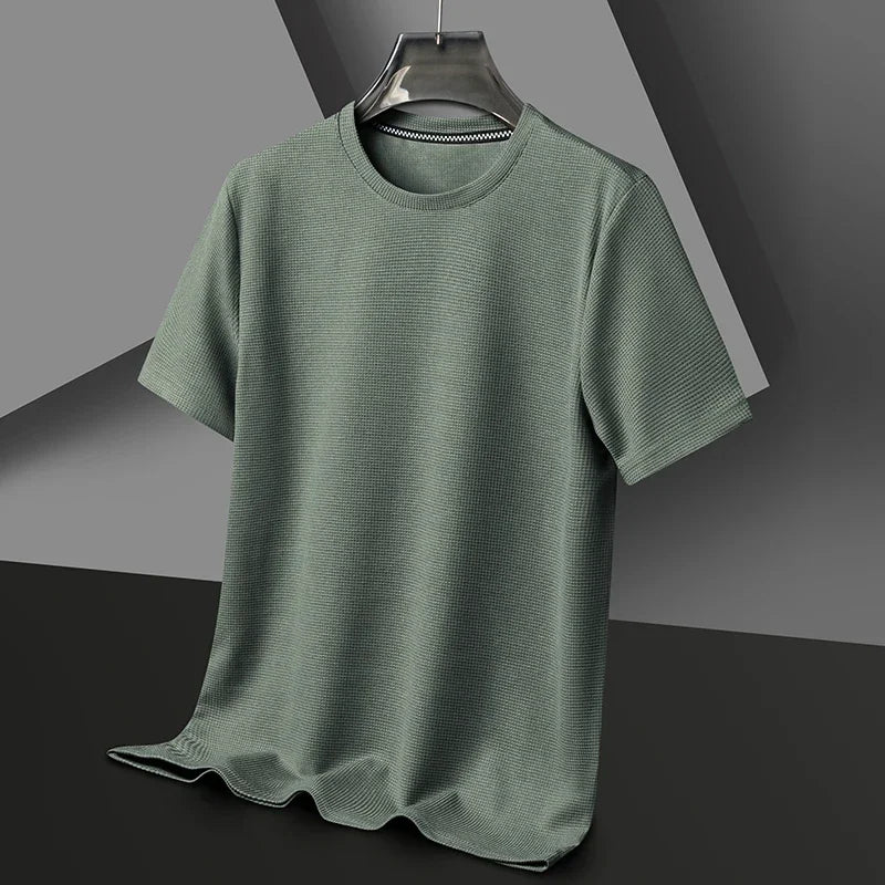Mænds Tekstureret Crew Neck Korte Ærmer Casual T-Shirt