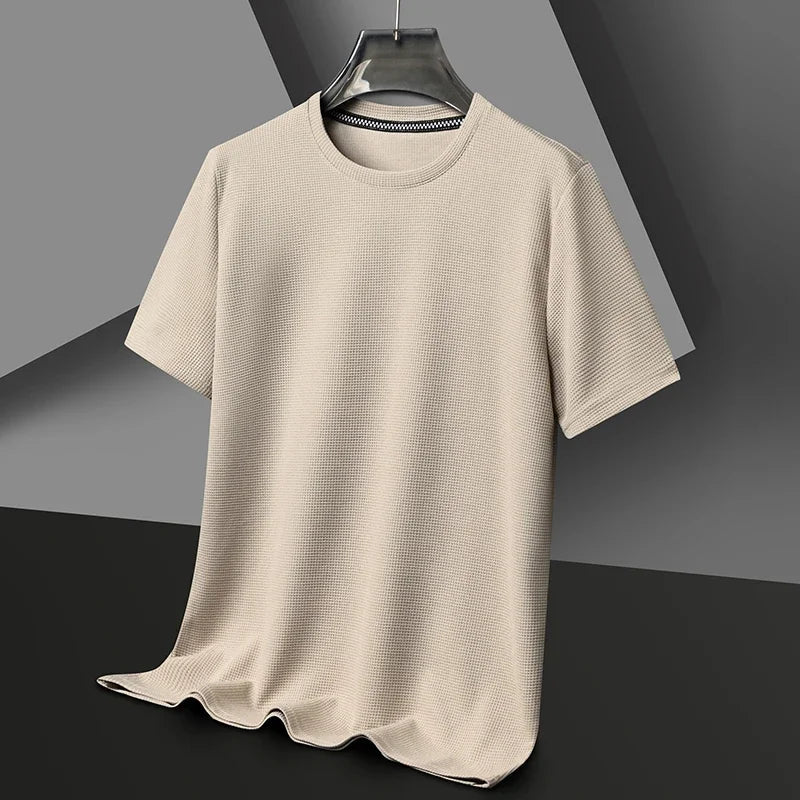 Herre Struktureret Crew Neck Kortærmet Casual T-shirt