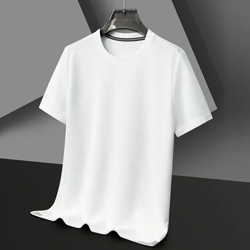 Herre Struktureret Crew Neck Kortærmet Casual T-shirt