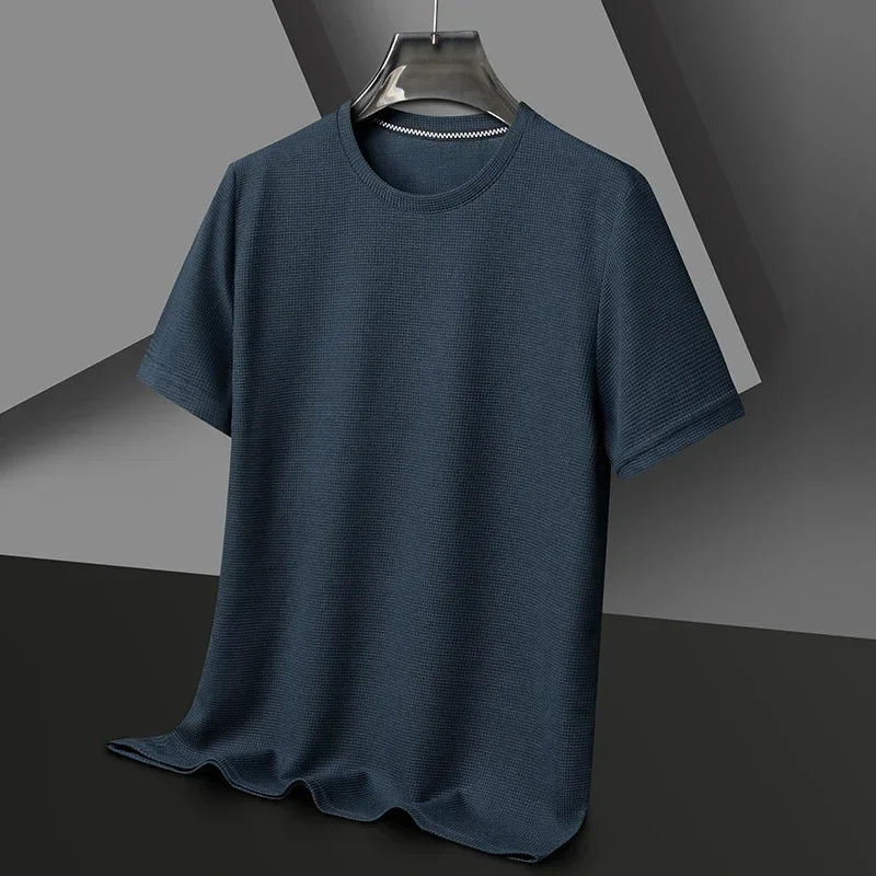 Mænds Tekstureret Crew Neck Korte Ærmer Casual T-Shirt