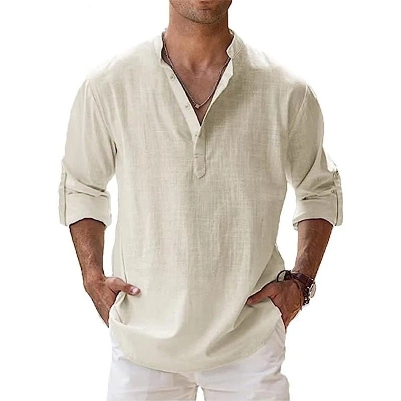 Herre Cotton Linen Skjorte – Letvægts Åndbar Behagelig Smart Casual Hverdags Sommer Tøj
