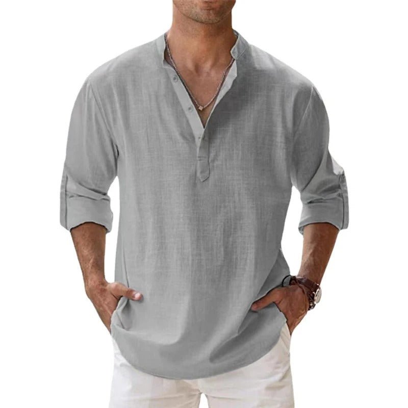 Herre Cotton Linen Skjorte – Letvægts Åndbar Behagelig Smart Casual Hverdags Sommer Tøj