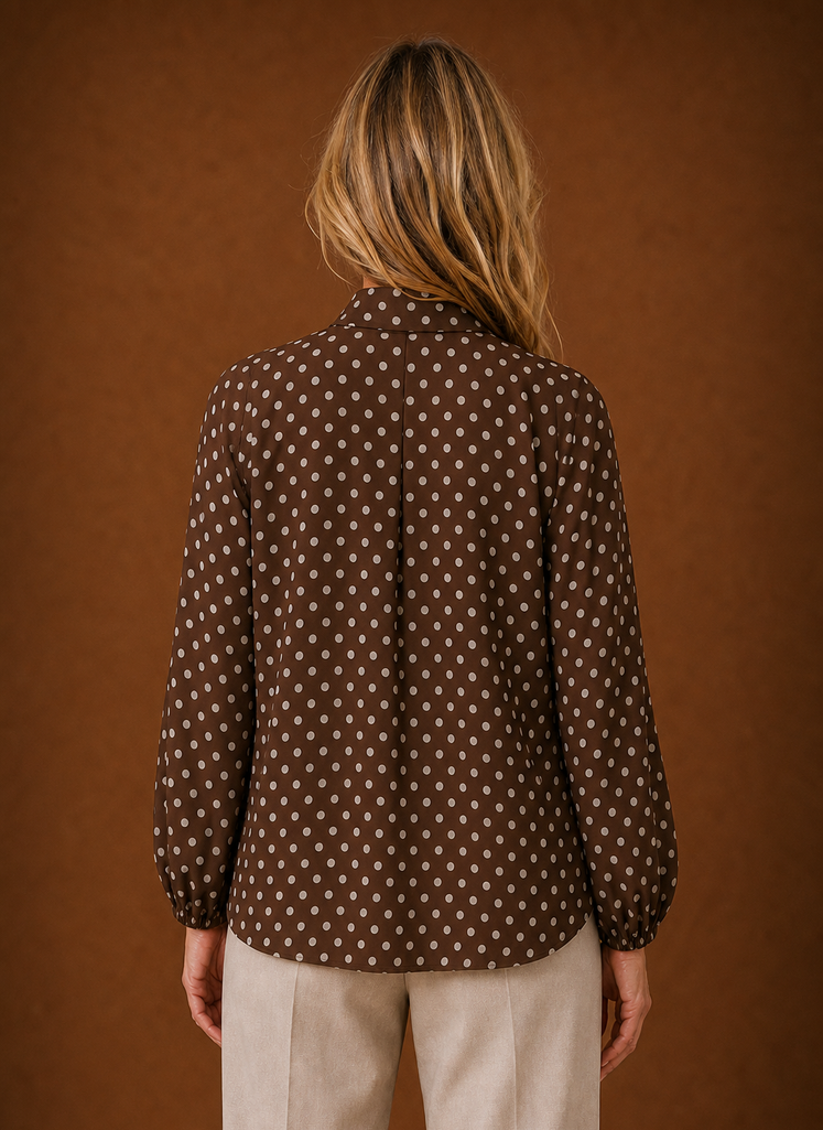 Dame Polka Dot Bluse - Langærmet Top | Areleon